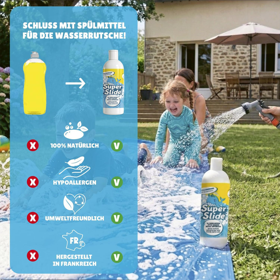 Slipn'Slide® 10 Meter XXL Pack | 1 Doppelspur Wasserrutschmatte 10 Meter + 2 Bodyboards + 1 Extra-Ru