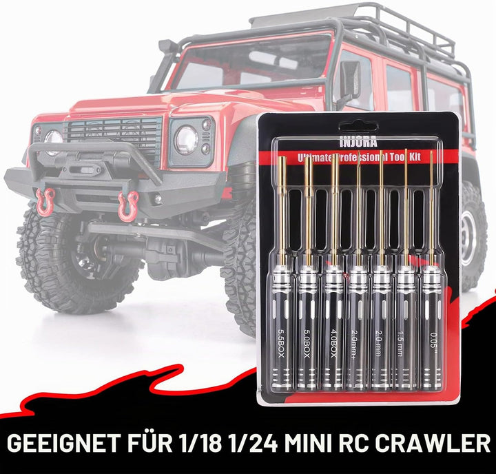 INJORA RC Werkzeug Kit Fluch Schraubendreher Muttern-Treiber Schraubenschlüssel HSS für TRX4M SCX24