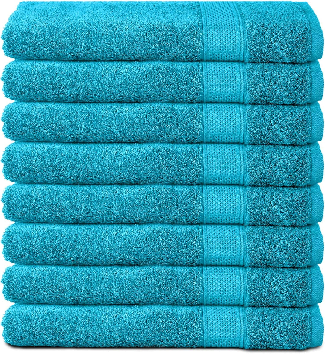 Komfortec 8er Handtücher 50x100 cm Set aus 100% Baumwolle, 470g/m², Frottee, Weich, Türkis 8x Handtü