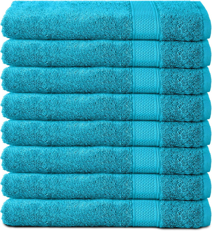 Komfortec 8er Handtücher 50x100 cm Set aus 100% Baumwolle, 470g/m², Frottee, Weich, Türkis 8x Handtü