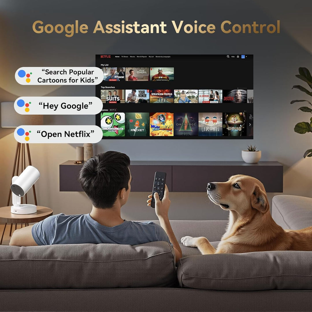 ETOE Starfish Mini Beamer, Android TV 11.0, Unterstützt 4K, Auto Keystone-Korrektur, 150 Zoll, Indiv