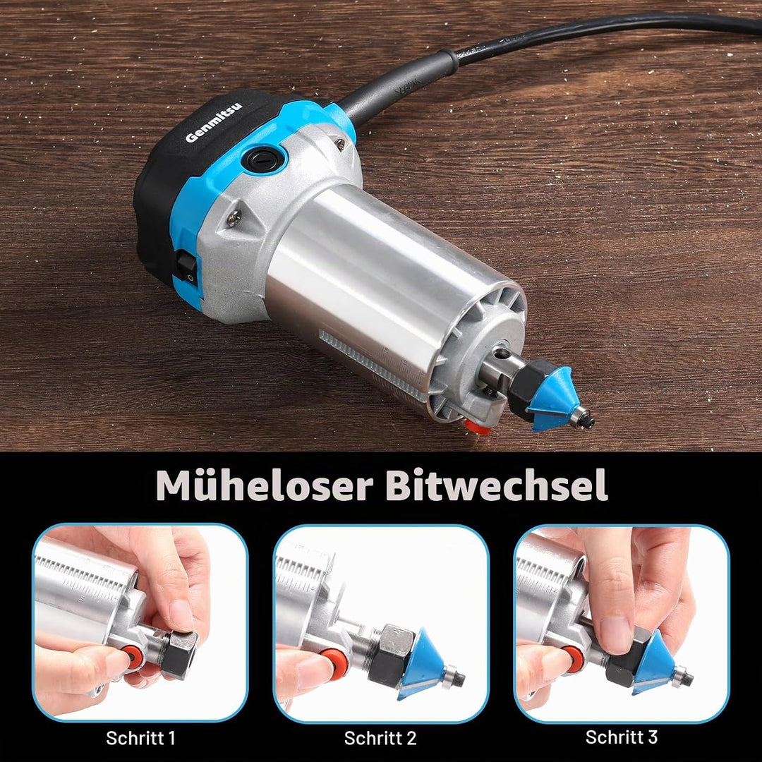 Genmitsu Oberfräse und Trimmer 1,25HP, mit fester Basis, 6 variable Geschwindigkeiten, 10.000–30.000