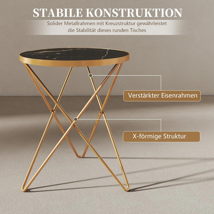 Couchtisch, Beistelltisch rund, Wohnzimmertisch, Kleiner Tisch, Sofatisch für Wohnzimmer, Schwarz Go