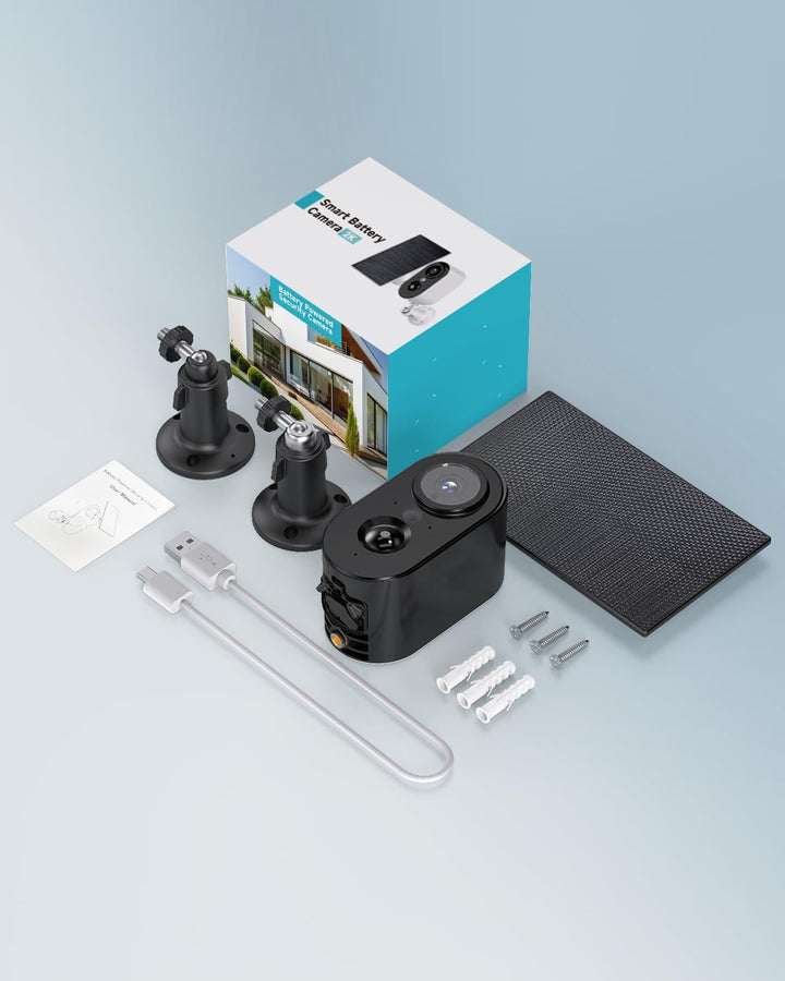 2K Überwachungskamera Aussen Akku/Solar - Kamera Überwachung Aussen WLAN mit Farbige Nachtsicht, Kab