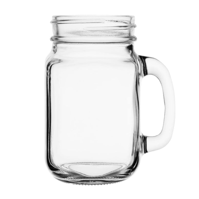 Olympia Mason Jars 450 ml/16 oz (12 Stück), Klarglas, Trinkmarmeladengläser mit Griffen, Overnight-O