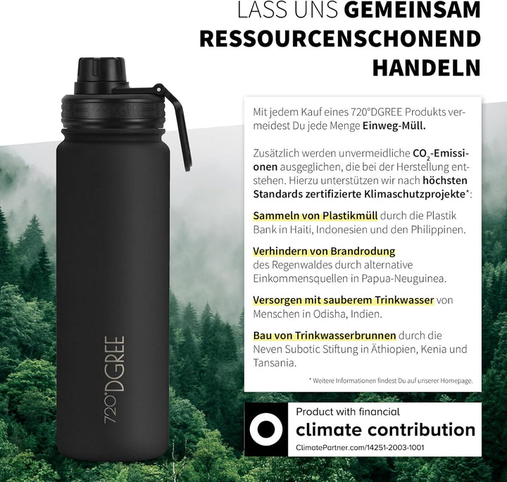 720°DGREE Edelstahl Thermo Trinkflasche 710ml “noLimit” +Früchtebehälter - Auslaufsicher, Kohlensäur