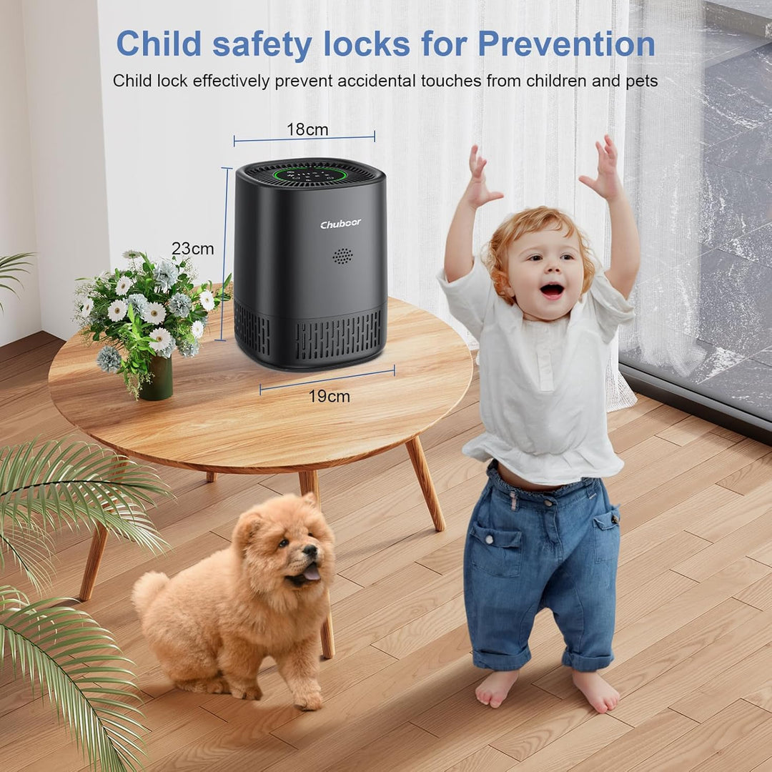 Luftreiniger allergiker für Schlafzimmer，Luftreiniger CADR 240m³/h für Raucherzimmer, 3 Timer, 3 Ges