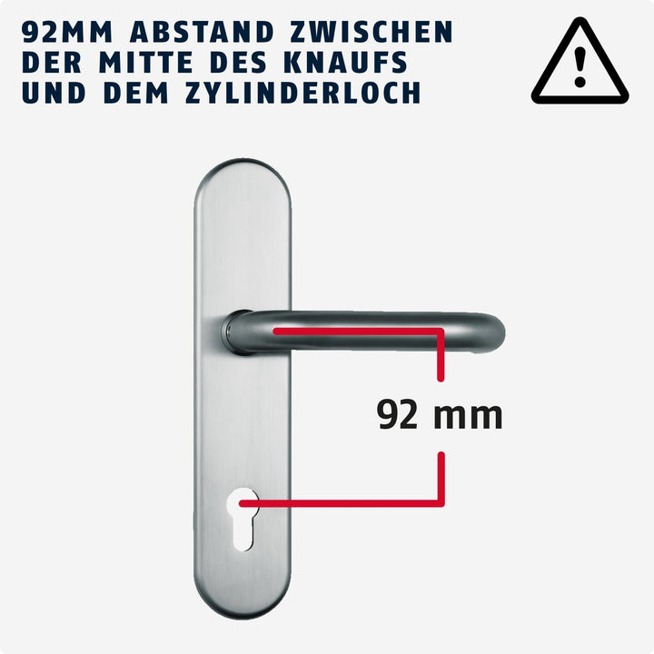 ABUS Tür-Schutzbeschlag HLZS814 ER edelstahl mit Zylinderschutz & beidseitigem Drücker rund, 12229 E