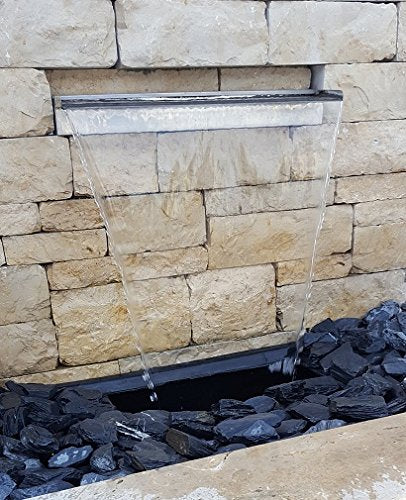 garten-wohnambiente Wasserfall 75 cm incl. LED-Beleuchtung aus Edelstahl matt gebürstet Wasserauslau