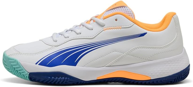 PUMA Unisex Nova Smash Tennis Shoe, 37 EU Puma White Vivid Blue Heat Fire Puma Black