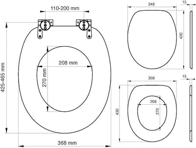 Tiger Toilettensitz Baya, Holz, Farbe: Lavagrau, Metallbefestigung,385x475x50 mm