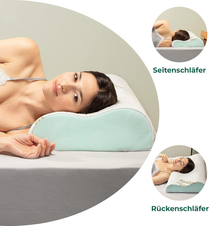 Flowen Orthopädisches Nackenstützkissen Memory Foam Kopfkissen Nackenkissen Ergonomisches für Bett H