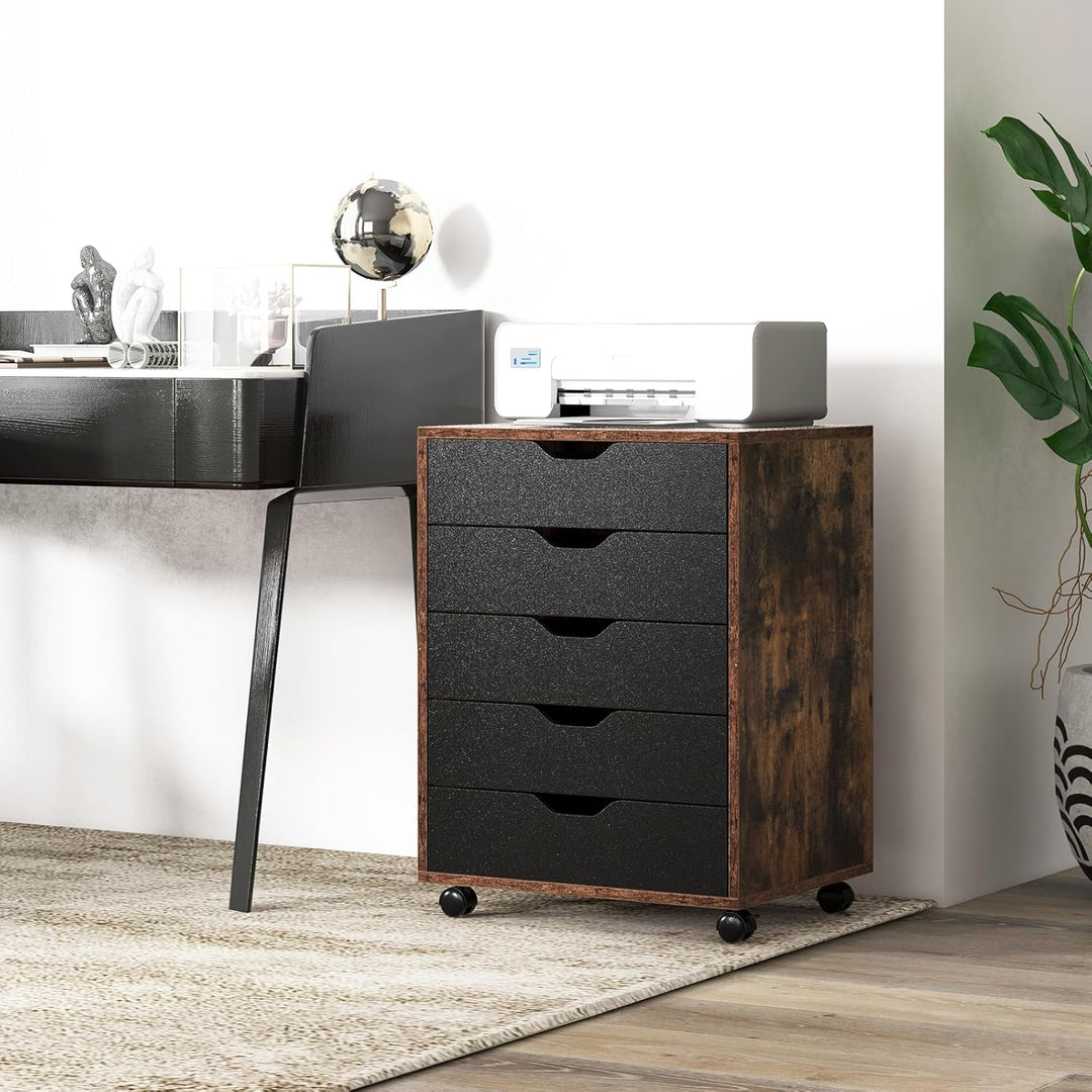 KOMFOTTEU Rollcontainer mit Schubladen, mobiler Aktenschrank Schubladenschrank mit Räder, Bürowagen