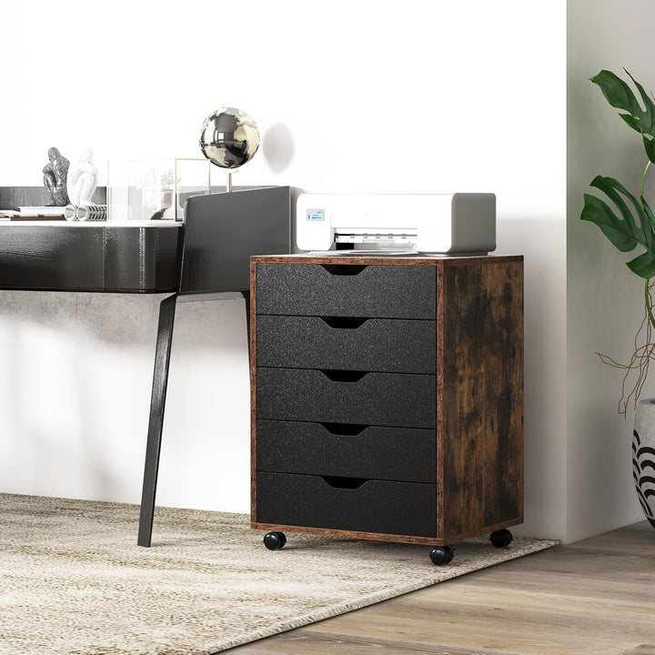 KOMFOTTEU Rollcontainer mit Schubladen, mobiler Aktenschrank Schubladenschrank mit Räder, Bürowagen