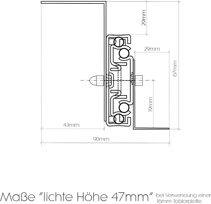 EisenRon Teleskopschienen für Tastaturauszug 300 mm Nutzhöhe 47 mm zur Untertischmontage