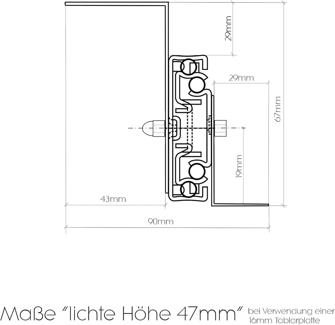 EisenRon Teleskopschienen für Tastaturauszug 300 mm Nutzhöhe 47 mm zur Untertischmontage
