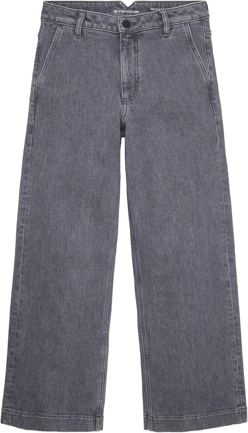 TOM TAILOR Damen High Waist Culotte Jeans mit weitem Bein 31W / 30L 10210 - Grey Denim, 31W / 30L 10