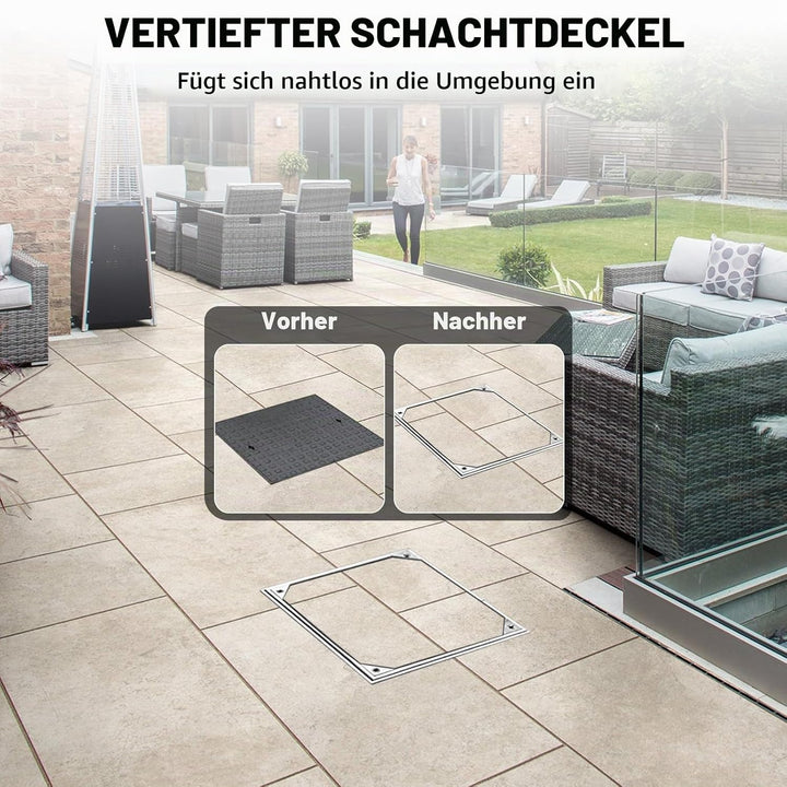 LIROPAU Schachtabdeckung 300x300mm Aluminium Versenkte Schachtdeckel, Eingebettete Schachtabdeckung