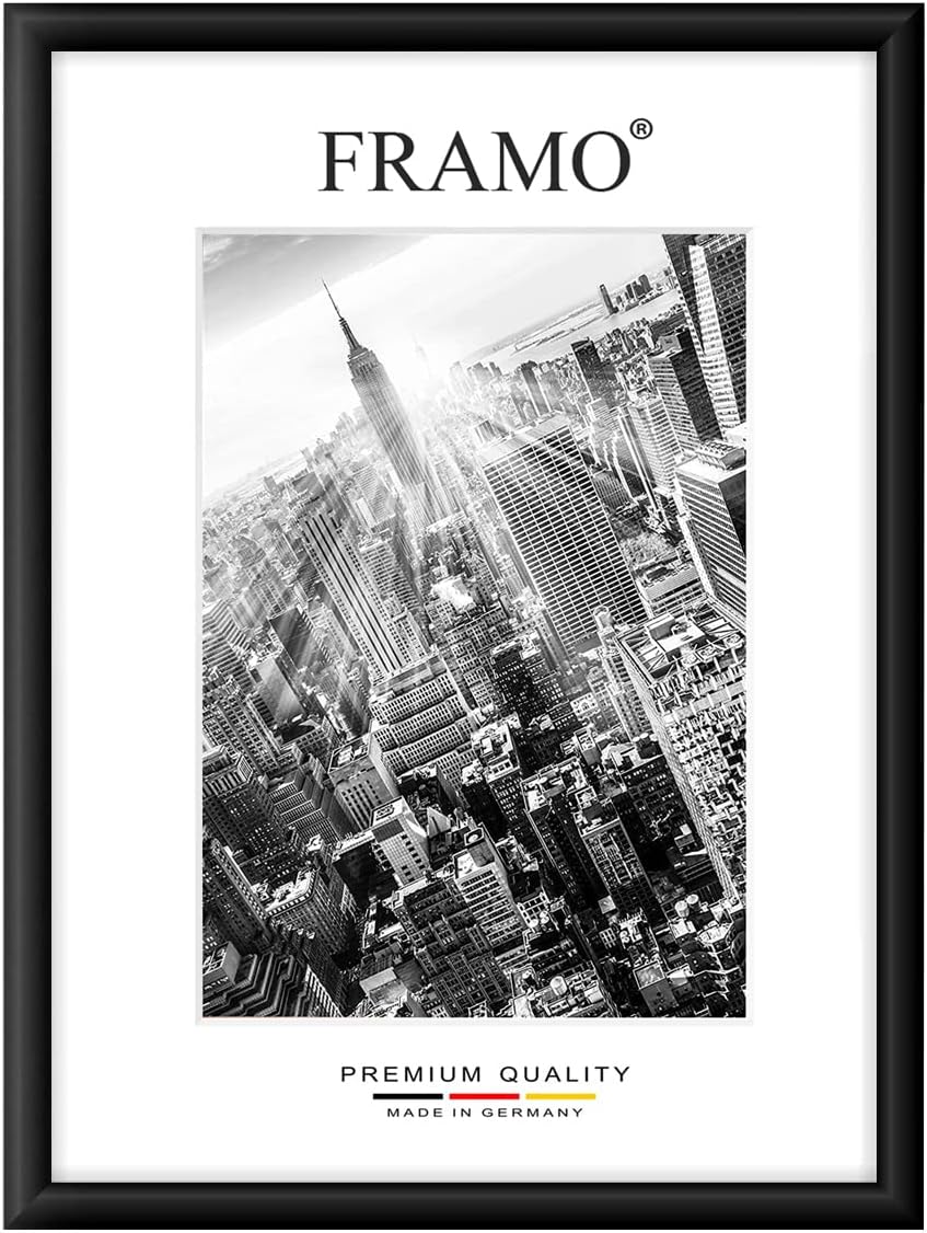 FRAMO Holz Bilderrahmen 80 x 121 cm nach Mass - Schwarz matt | Farbe/Grösse wählbar | inkl. entspieg