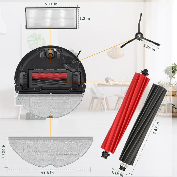 15 Stück Zubehör für Roborock S8 / S8+ Saugroboter mit 2 Hauptbürste (DuoRoller Bürste), 4 Wischtüch