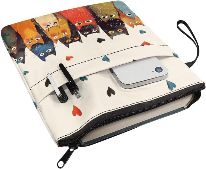 Poceacles Buchumschläge aus Polyester für Hardcover, tragbare Bibeltasche, Buchhülle mit Reissversch