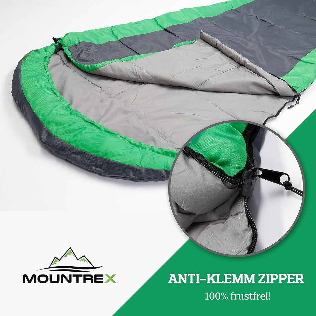 MOUNTREX Schlafsack +10°C / +20°C – Ultraleicht &amp; Kompakt (850g) - Outdoor Sommerschlafsack - Mumien
