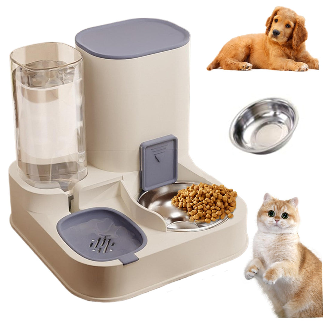 Pesoncarl Automatische Futterhäuschen, automatische Katzenfuttermittel 2 in 1 Edelstahl- und PP -Kat