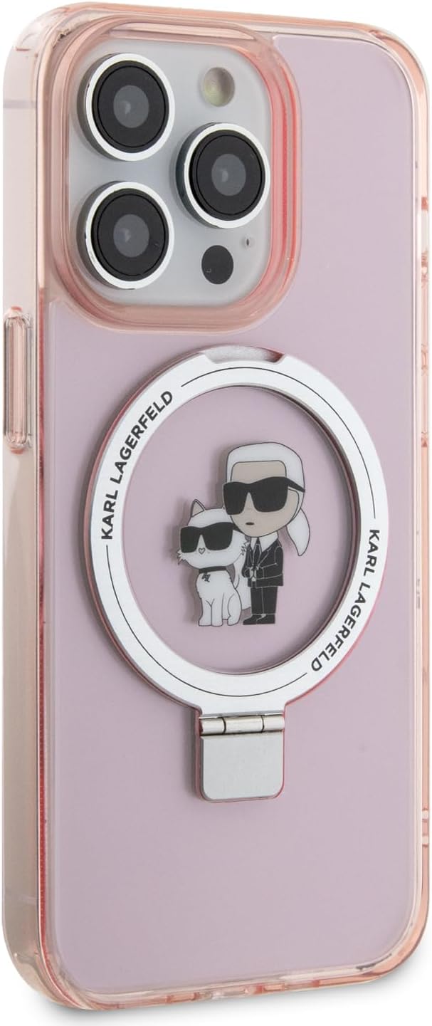 CG MOBILE Karl Lagerfeld Magfit Ringstand Hülle für iPhone 15 Pro (Pink) rose, rose