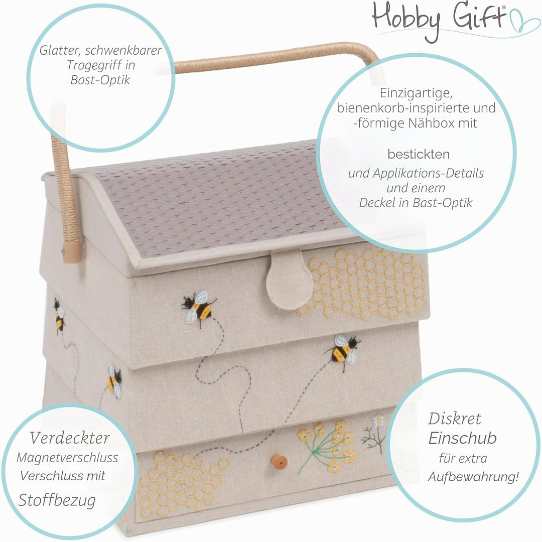 Hobby Gift Neuheit Nähhandwerk Hobby Aufbewahrungsbox, Bienenstock, 24 x 29 x 29.5cm Extra Large, Ex