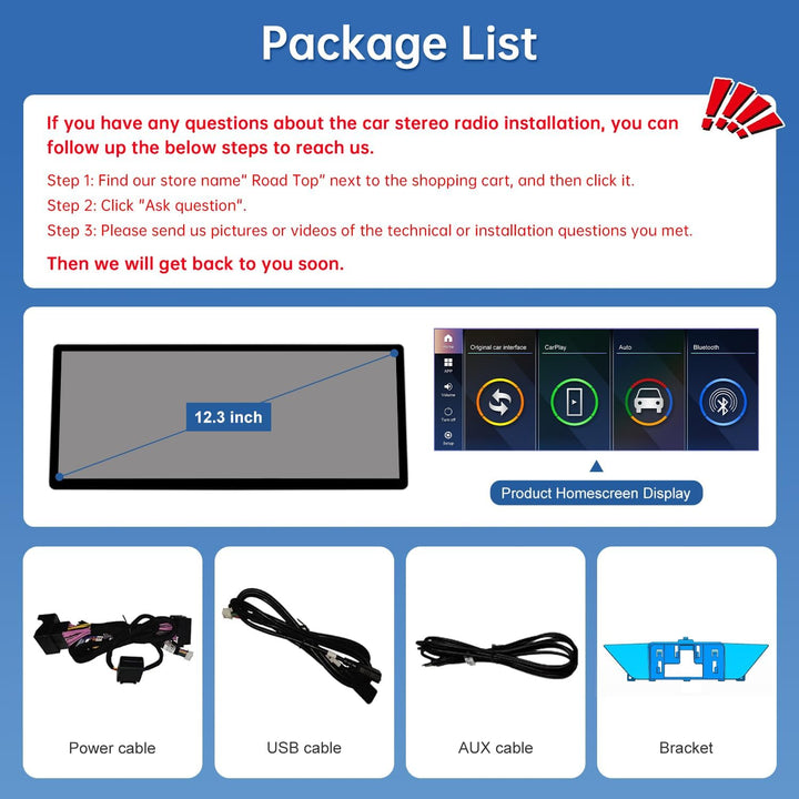 Road Top 12,3 Zoll Ultraschmaler Autoradio Carplay für BMW X1 E84 mit CIC | 2009-2015 Jahr, Linux HD