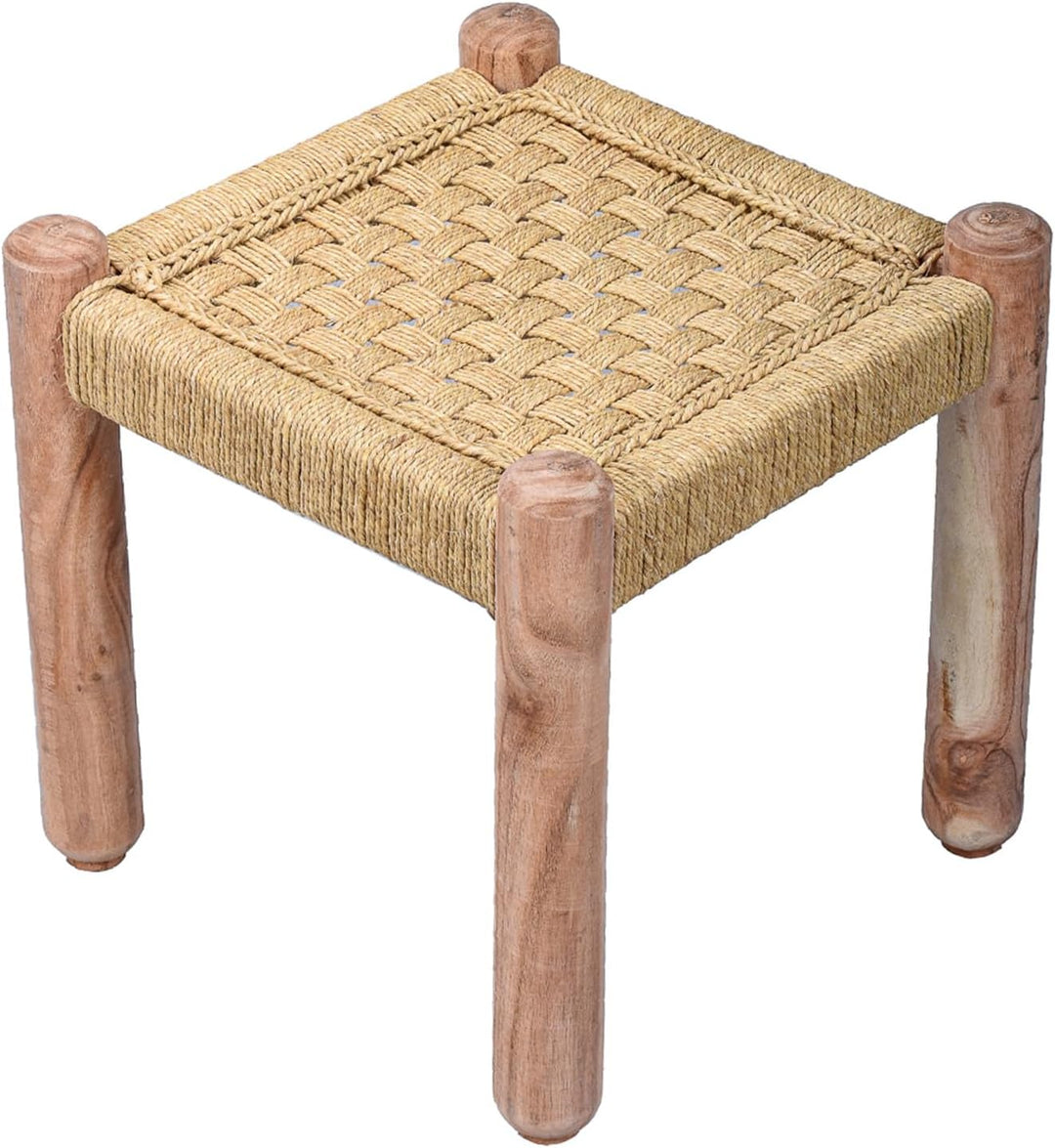 Marrakesch Hocker Beistelltisch aus Holz &amp; Jute Josue 36 cm | Ideal im Garten Terrasse und Balkon Na