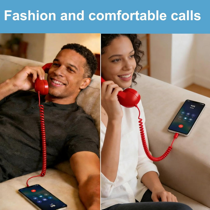 Retro Telefon Hörer Empfänger Kopfhörer für Handy mit Komfortabler Anruf, USB-C Port, mit Antwort-Ta