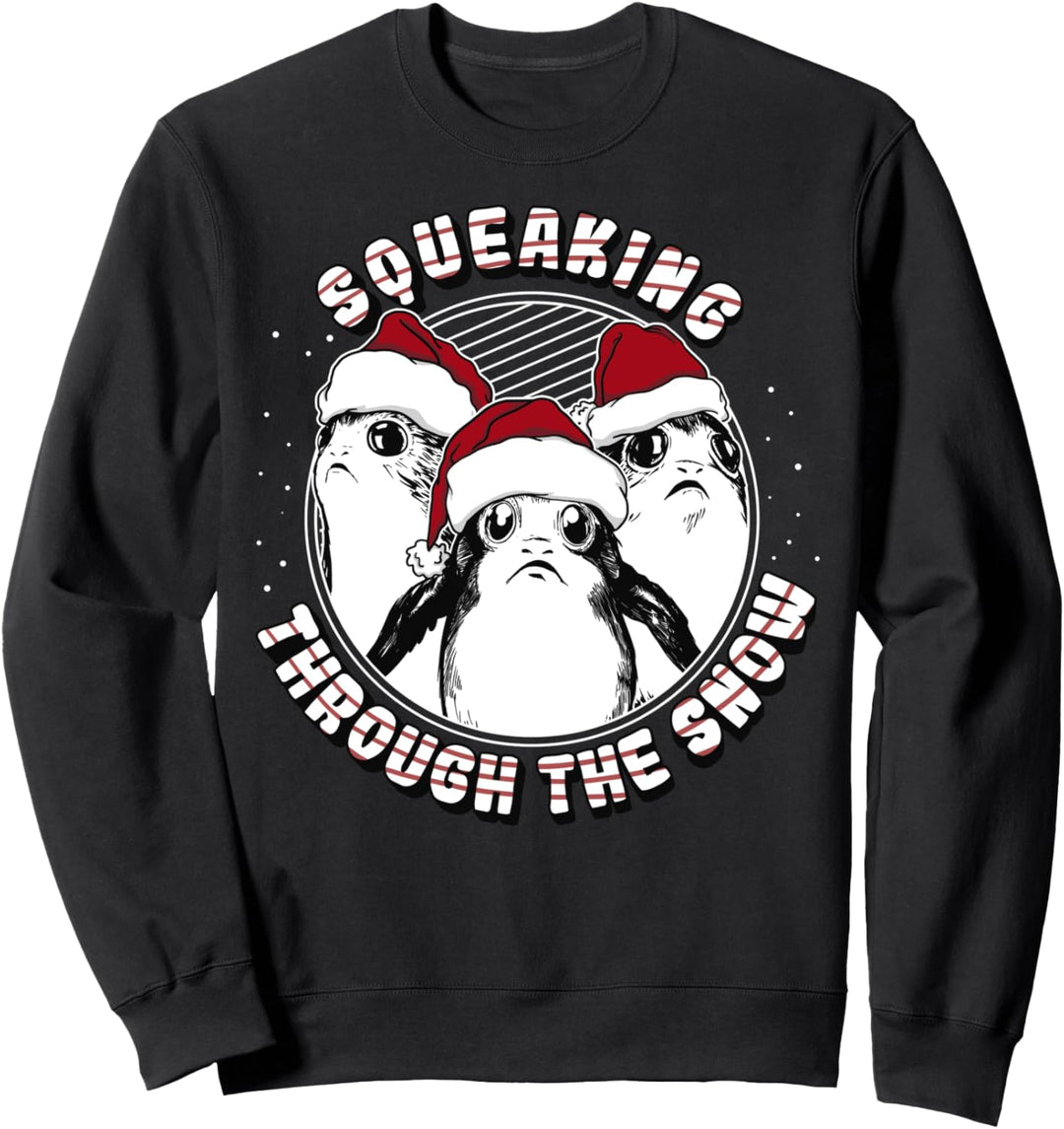 Star Wars Porg Squeaking Through Snow Christmas Sweatshirt