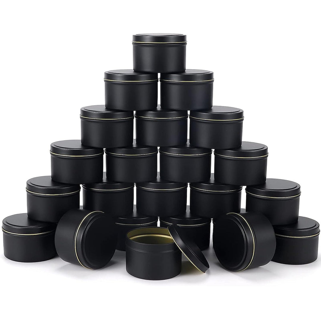 24 Stück Kerzendosen, 120ml Kerzenbehälter, Mini Candle Making Jars Schwarz, Runde Kerzengläser, Ker