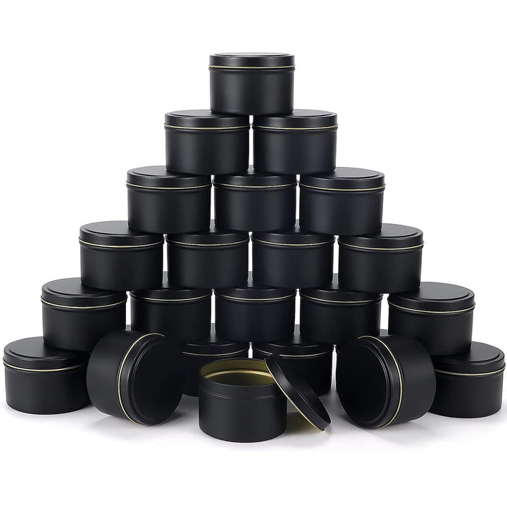 24 Stück Kerzendosen, 120ml Kerzenbehälter, Mini Candle Making Jars Schwarz, Runde Kerzengläser, Ker