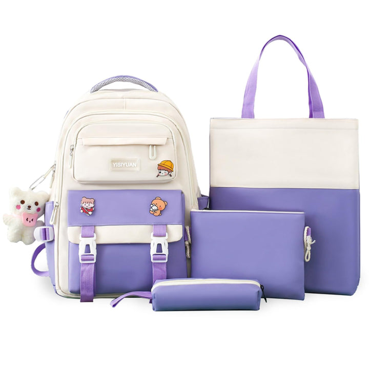 Tanou Schulranzen Mädchen 4-teilig, Schultasche Kinder Rucksack Schule Teenager 3.-7. Klasse, Stilvo