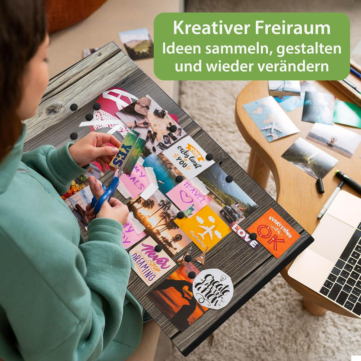 banjado Magnettafel schwarz 78 x 37cm / Magnetwand Metall/Magnetpinnwand als Memoboard/Pinnwand Magn