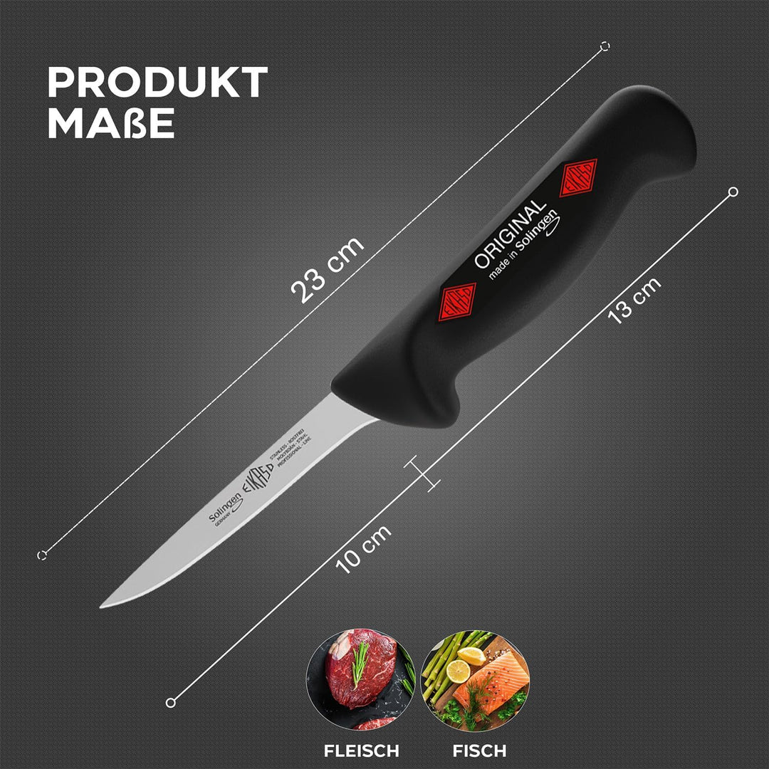EIKASO Solingen Ausbeinmesser gerade 13cm Klinge steif aus Molybdänstahl 1.4116 Profi Fleischmesser