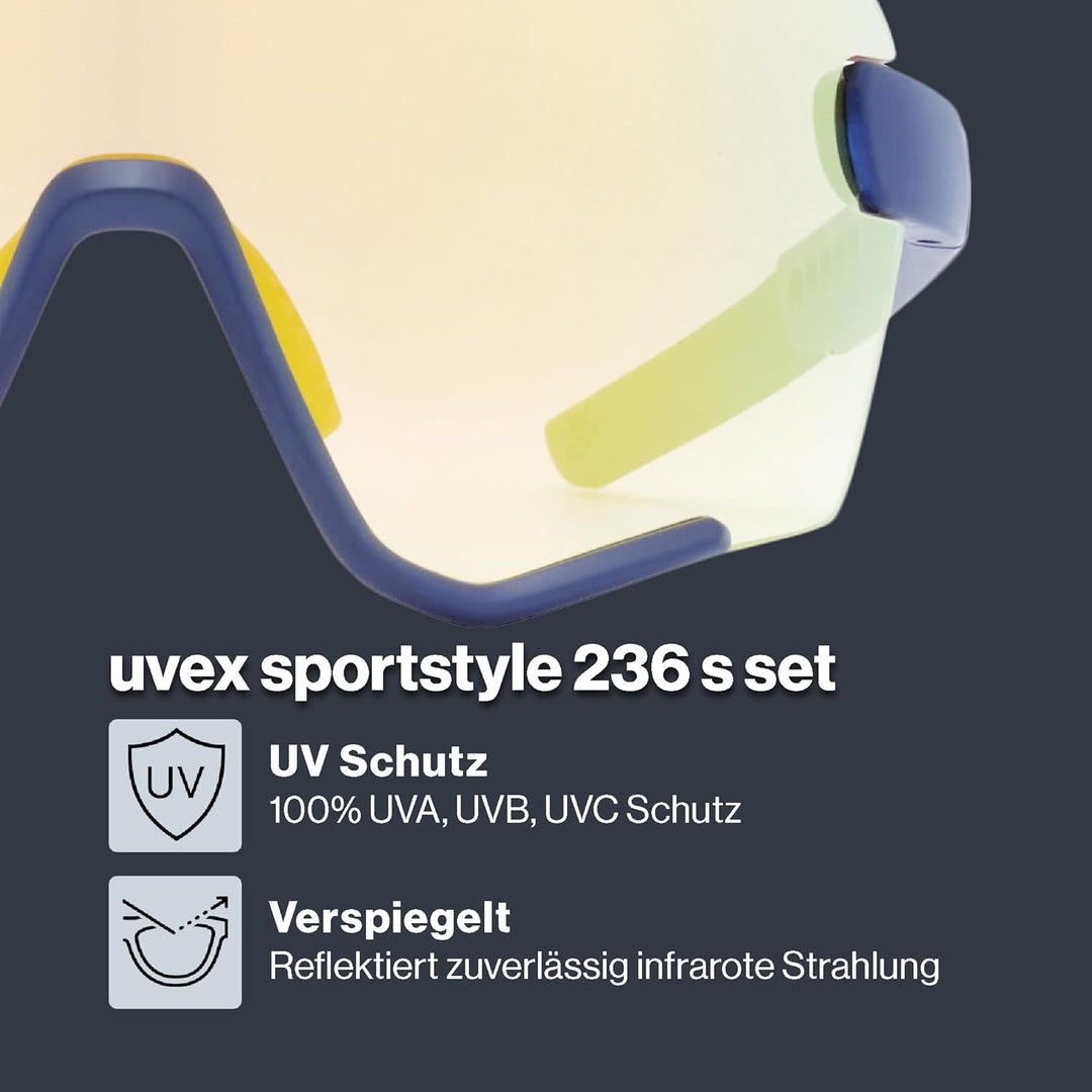 uvex sportstyle 236 S Set - Sportbrille für Damen und Herren - inkl. Wechselscheiben - beschlagfrei
