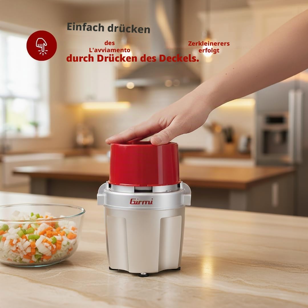 Girmi Tr20 Zerkleinerer mit Klingen aus Titan Rot/Silber