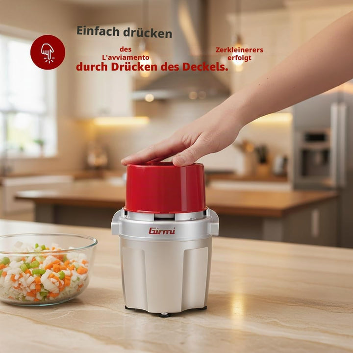 Girmi Tr20 Zerkleinerer mit Klingen aus Titan Rot/Silber