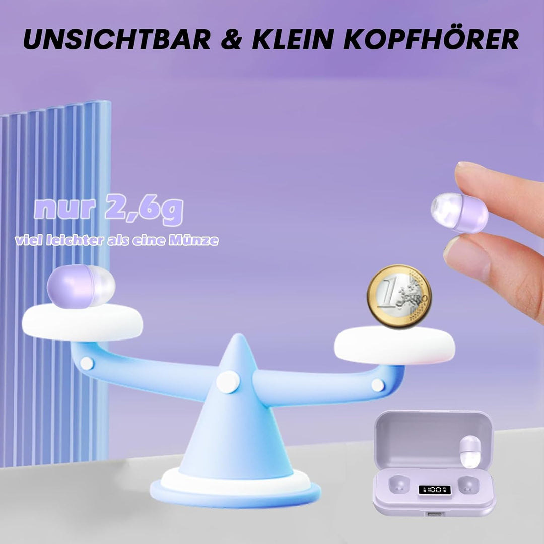 Xmenha Mini in Ear Schlaf Kopfhörer Bluetooth Klein Kabellos Unsichtbare Kopfhörer zum Schlafen für