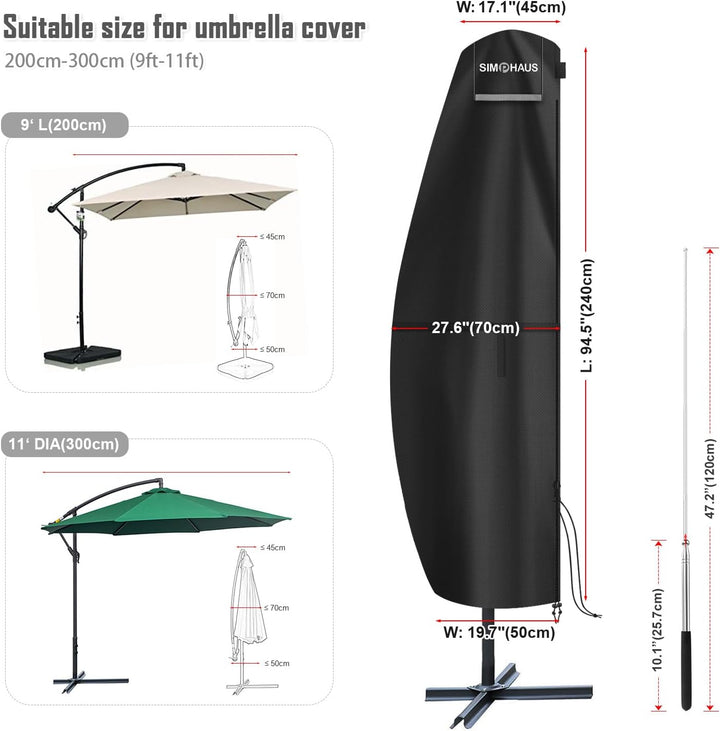 SIMPHAUS Schutzhülle Sonnenschirm Abdeckung Ampelschirm Schutzhülle Wasserdicht Oxford Fabric 420D S