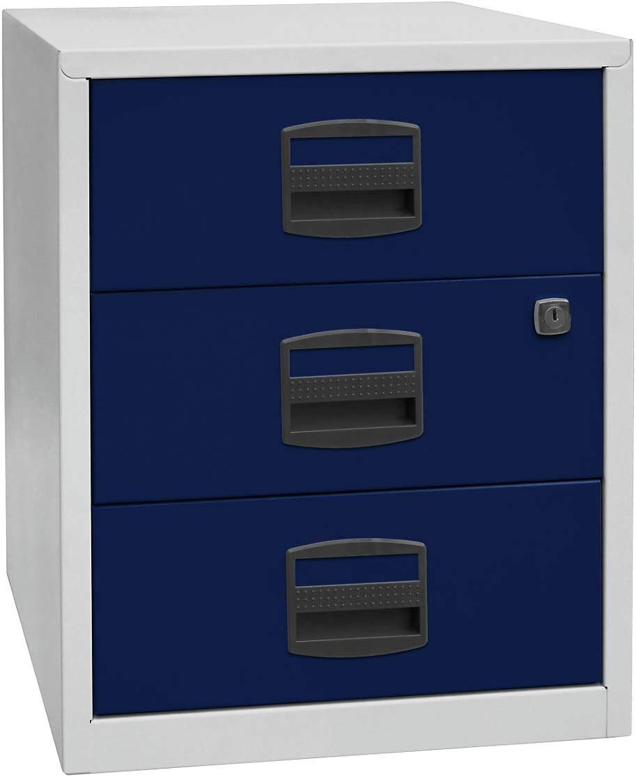 Bisley Home mobiler Beistellschrank PFA, 3 Universalschubladen, Metall, 355 Silber, 40 x 41.3 x 52.8