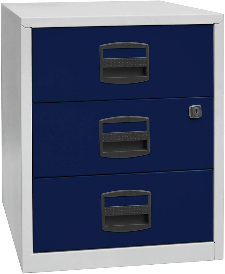 Bisley Home mobiler Beistellschrank PFA, 3 Universalschubladen, Metall, 355 Silber, 40 x 41.3 x 52.8