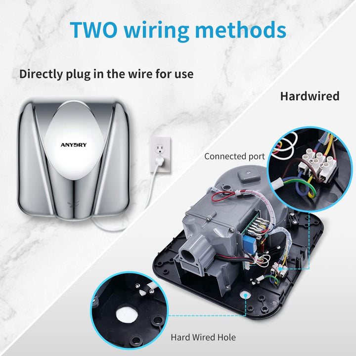 anydry 2812 Händetrockner für Gewerbe elektrischer Sensor Stilvolles Design Edelstahl-Finish schnell