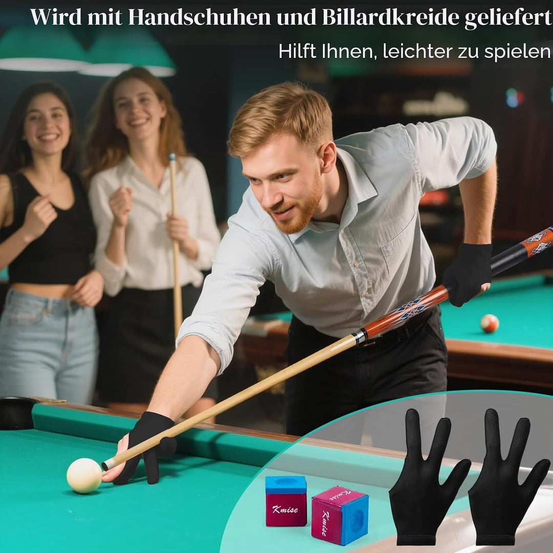 Kmise Pool-Queue-Set – 147 cm Langer Queue, professioneller Billardqueue aus kanadischem Ahorn, für