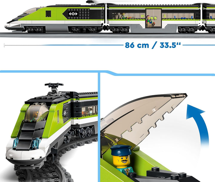 LEGO 60337 City Personen-Schnellzug, Set mit ferngesteuertem Zug mit Scheinwerfern, 2 Wagen und 24 S