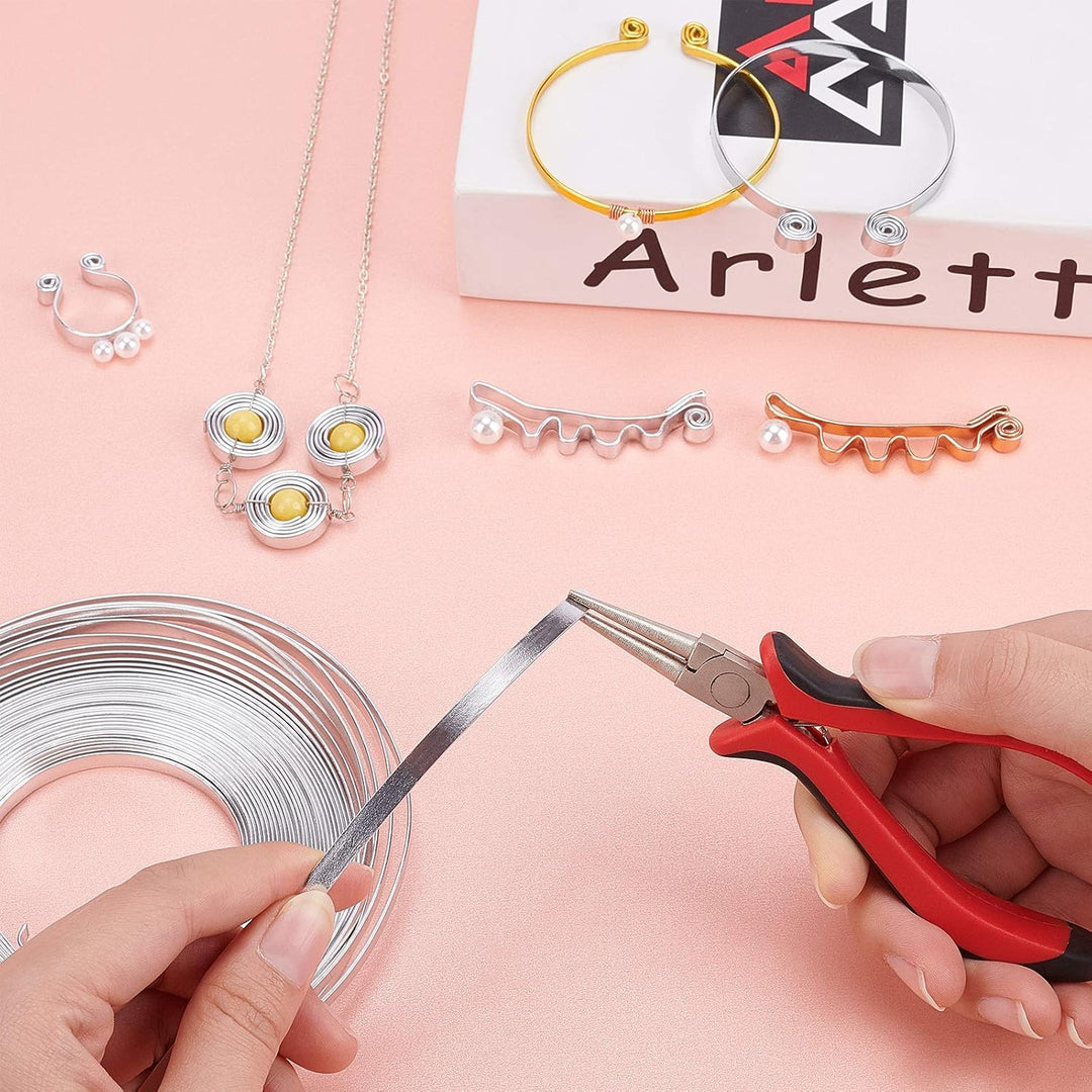 BENECREAT 20m 4 Farben Aluminium Flachdraht 3mm Breit Silber Gold Biegbarer Basteldraht Für Lünette,