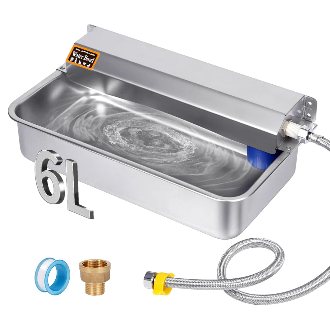 Automatischer Hundewasserspender 6L aus Edelstahl mit Ablassschraube, Selbstnachfüllend für Hunde, K
